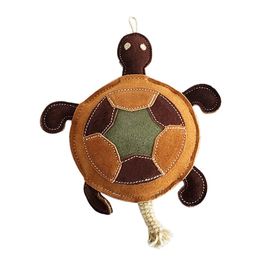 Vegan Leather Patchwork Turtle - Dog Toy